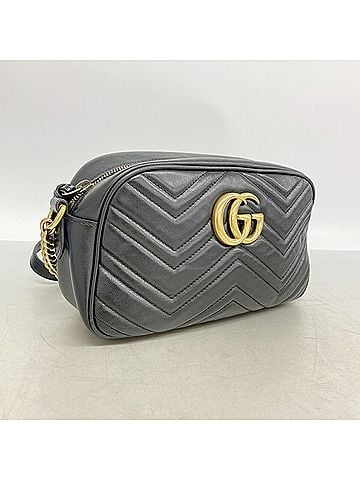Gucci Gucci GG Marmont Shoulder Bag 447632 Leather Black Women's (view 2)