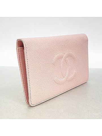 Chanel Chanel long wallet, caviar leather, pink, women's. (view 2)