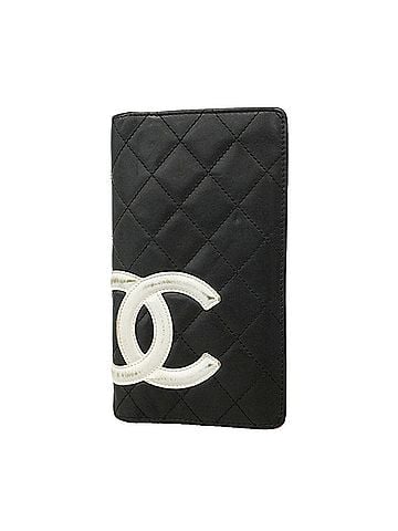Chanel Chanel Cambon Lambskin Long Wallet, Black/White, Women's (view 1)
