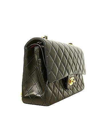 Chanel Chanel Matelassé Shoulder Bag, Double Flap, Chain, Lambskin, Black, Women's (view 2)