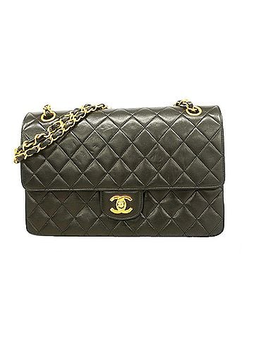 Chanel Chanel Matelassé Shoulder Bag, Double Flap, Chain, Lambskin, Black, Women's (view 1)
