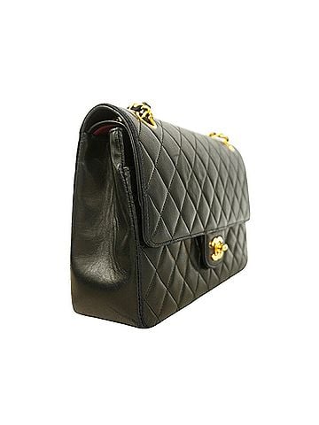 Chanel Chanel Matelassé Shoulder Bag, Double Flap, Chain, Lambskin, Black, Women's (view 2)