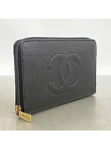Chanel Chanel Long Wallet, Caviar Leather, Black, Men's &amp; Women's (view 2)