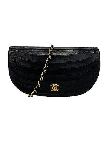 Chanel Chanel Shoulder Bag, Chain Shoulder, Half Moon Design, Lambskin, Black, Women's (view 1)