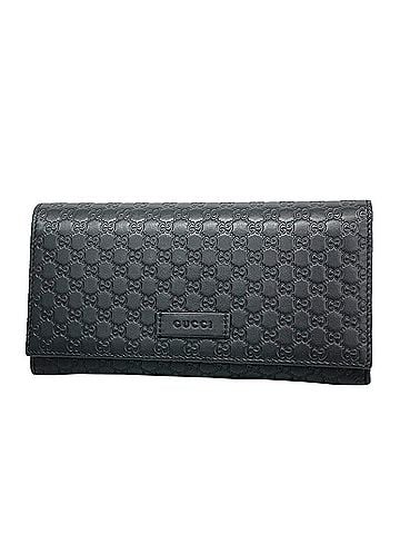 Gucci Gucci long wallet, Microguccissima, 449396, leather, black, champagne, women's. (view 1)