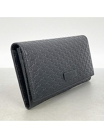 Gucci Gucci long wallet, Microguccissima, 449396, leather, black, champagne, women's. (view 2)
