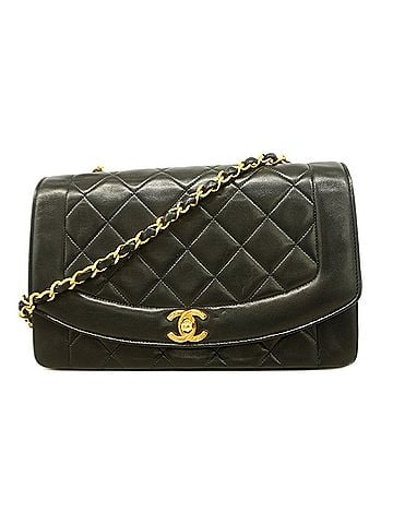 Chanel Chanel Diana Chain Shoulder Bag, Lambskin, Black, Women's (view 1)