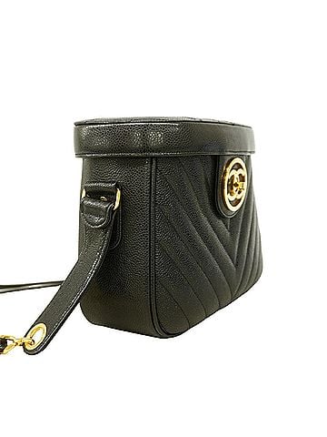 Chanel Chanel Shoulder Bag, V-Stitch, Caviar Leather, Black, Women's (view 2)