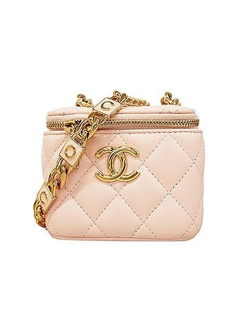 Chanel Chanel Matelassé Chain Shoulder Bag, Lambskin, Pink Champagne, Women's (view 1)