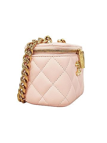 Chanel Chanel Matelassé Chain Shoulder Bag, Lambskin, Pink Champagne, Women's (view 2)