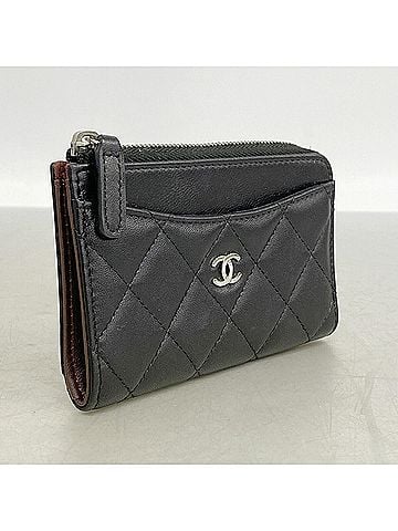Chanel Chanel Matelassé Lambskin Wallet/Coin Case, Black, Women's (view 2)