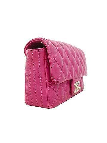 Chanel Chanel Matelassé Shoulder Bag, Double Chain, Lambskin, Pink, Women's (view 2)