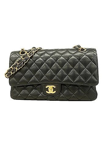 Chanel Chanel Matelassé Shoulder Bag, Double Flap, Chain, Caviar Leather, Black, Women's (view 1)