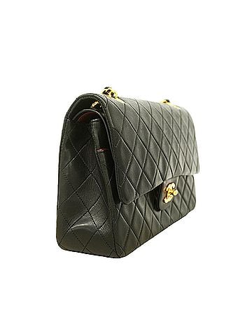 Chanel Chanel Matelassé Shoulder Bag, Double Flap, Chain, Lambskin, Black, Women's (view 2)