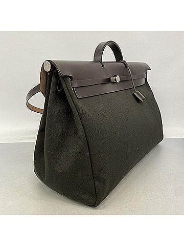 Hermès Hermes Herbag Zip 50 Handbag, Toile Military, Brown/Khaki, W Stamp, Men's/Women's (view 2)
