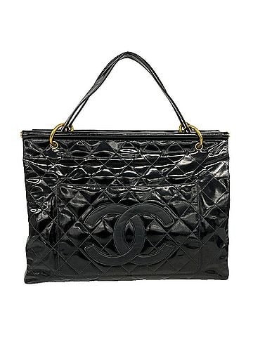 Chanel Chanel Matelassé Tote Bag, Patent Leather, Black, Women's (view 1)