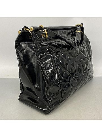 Chanel Chanel Matelassé Tote Bag, Patent Leather, Black, Women's (view 2)