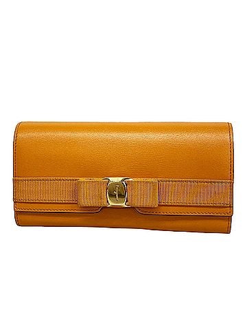 Salvatore Ferragamo Salvatore Ferragamo Vara Leather Long Wallet, Orange, Women's (view 1)