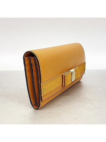 Salvatore Ferragamo Salvatore Ferragamo Vara Leather Long Wallet, Orange, Women's (view 2)