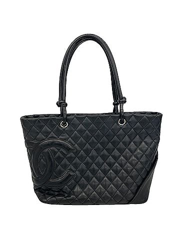 Chanel Chanel Cambon Lambskin Tote Bag, Black, Women's (view 1)
