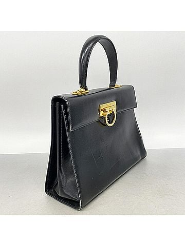 Salvatore Ferragamo Salvatore Ferragamo Gancini Leather Handbag, Black, Women's (view 2)