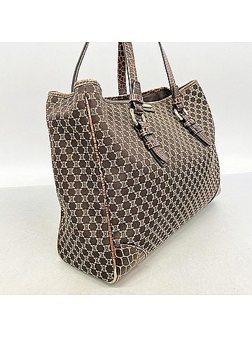 Céline Celine Macadam Nylon Canvas Tote Bag, Brown Champagne (view 2)