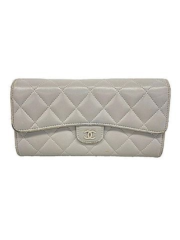 Chanel Chanel long wallet, Matelassé, lambskin, gray, women's. (view 1)