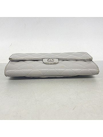 Chanel Chanel long wallet, Matelassé, lambskin, gray, women's. (view 2)