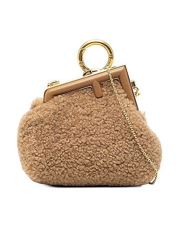 Fendi Fendi First Nano Mini Chain Shoulder Handbag Pouch Wallet/Coin Case Keychain 7AS051 Brown Boa Leather Women's FENDI (view 1)
