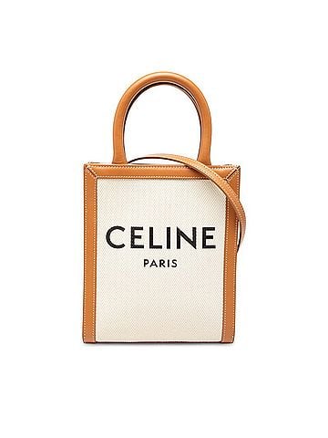 Céline Celine Mini Vertical Cabas Handbag Shoulder Bag 2-Way Natural Brown Canvas Leather Women's CELINE (view 1)