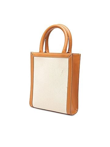 Céline Celine Mini Vertical Cabas Handbag Shoulder Bag 2-Way Natural Brown Canvas Leather Women's CELINE (view 2)