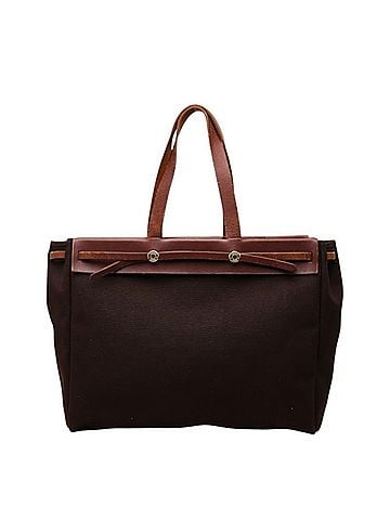 Hermès Hermes Herbag Cabas MM Tote Bag, ?F stamp, Brown Toile H Leather, Women's HERMES (view 1)