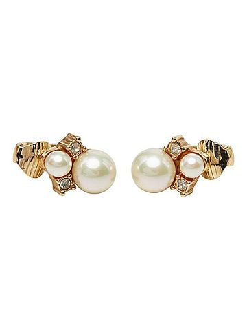 Christian Dior Christian Dior Dior Earrings Ear Clip Gold White Plated Faux Pearl Rhinestone Women's (view 2)