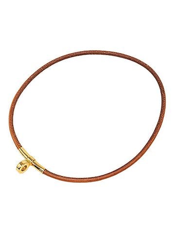 Hermès Hermes Double Kelly Choker Bangle Bracelet Accessory Brown Gold Plated Leather Women's HERMES (view 1)