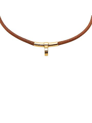 Hermès Hermes Double Kelly Choker Bangle Bracelet Accessory Brown Gold Plated Leather Women's HERMES (view 2)