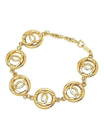 Chanel Chanel Coco Mark Vintage Chain Bracelet, Round, Gold Plated, Women's CHANEL (view 1)