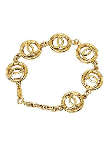 Chanel Chanel Coco Mark Vintage Chain Bracelet, Round, Gold Plated, Women's CHANEL (view 2)