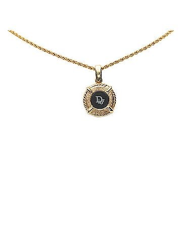 Christian Dior Christian Dior Dior Logo Necklace, Gold with Black Plating, Women's (view 1)