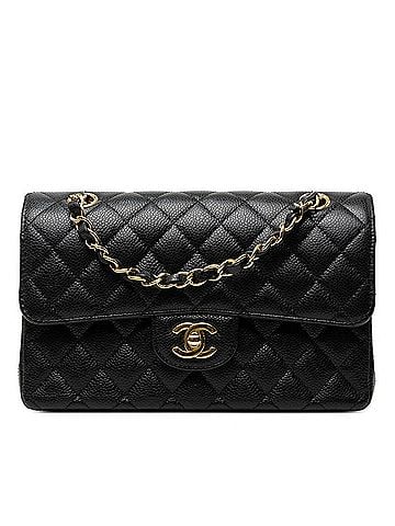 Chanel Chanel Matelassé 23 Coco Mark Double Flap Chain Shoulder Bag, Black with Gold Hardware, Caviar Leather, Women's. (view 1)