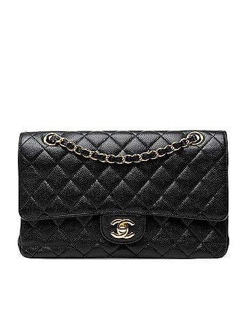 Chanel Chanel Matelassé 25 Coco Mark Double Flap Chain Shoulder Bag, Black with Gold Hardware, Caviar Leather, Women's. (view 1)