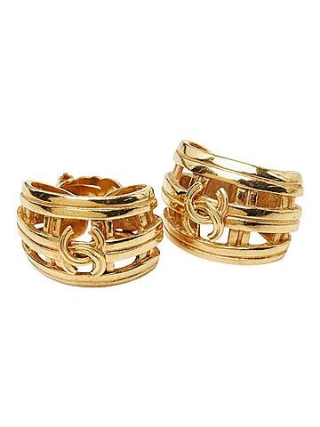 Chanel Chanel Coco Mark Vintage Earrings Ear Clip 96P Gold Plated Women's CHANEL (view 1)