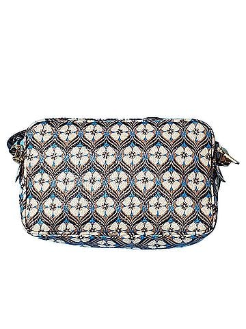Miu Miu Miu Miu Miu handbag for women, brand shoulder bag, leather, white and blue, floral design, gold hardware. (view 2)