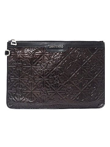 Jimmy Choo Jimmy Choo handbag for women and men, brand name clutch bag, second DEREK model, leather, black, star embossed. (view 1)