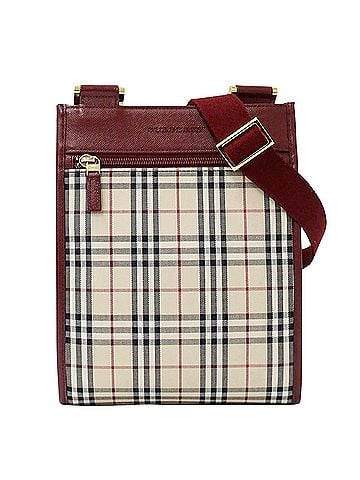 Burberry Burberry handbag for women, brand shoulder bag, canvas, beige, burgundy, red, check pattern. (view 1)