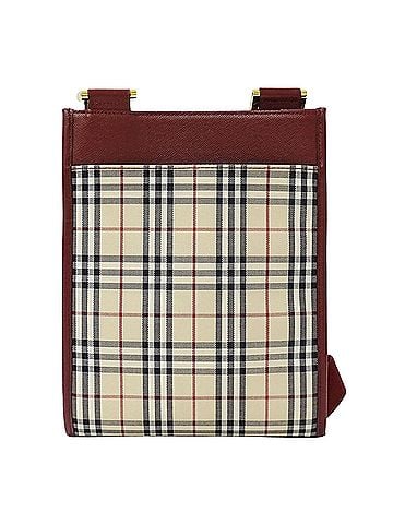 Burberry Burberry handbag for women, brand shoulder bag, canvas, beige, burgundy, red, check pattern. (view 2)