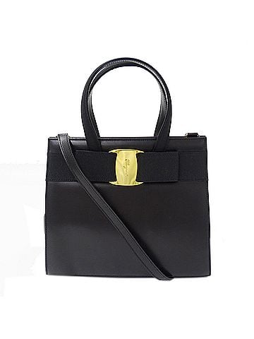 Salvatore Ferragamo Salvatore Ferragamo Ferragamo handbag for women, brand name, handbag/shoulder bag, 2-way, Vara ribbon, leather, black. (view 1)