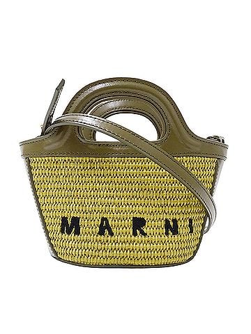 MARNI Marni handbag for women, brand name, handbag/shoulder bag, 2-way, leather/raffia, Tropicaria micro, khaki green, mini bag. (view 1)