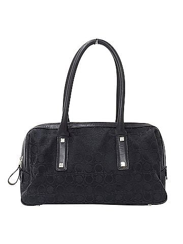 Salvatore Ferragamo Salvatore Ferragamo Ferragamo handbag for women, brand name, canvas, black, Gancini pattern. (view 1)