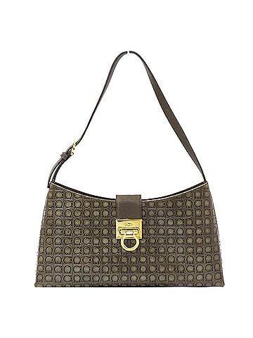 Salvatore Ferragamo Salvatore Ferragamo Ferragamo handbag for women, brand name shoulder bag, Gancini pattern, leather, khaki, one-shoulder, mini bag. (view 1)