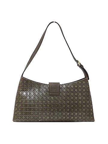 Salvatore Ferragamo Salvatore Ferragamo Ferragamo handbag for women, brand name shoulder bag, Gancini pattern, leather, khaki, one-shoulder, mini bag. (view 2)